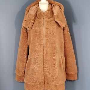 ALO YOGA Henna Norte Faux Fur Hooded Coat L